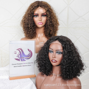 Mayqueen Cheap Wholesale Natural Curly Human Hair Lace Front 100% Virgin Brazilian Cuticle Aligned Lace Closure Human Hair Wigs